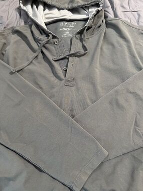 BYLT PREMIUM drop cut hooded henley XXXL